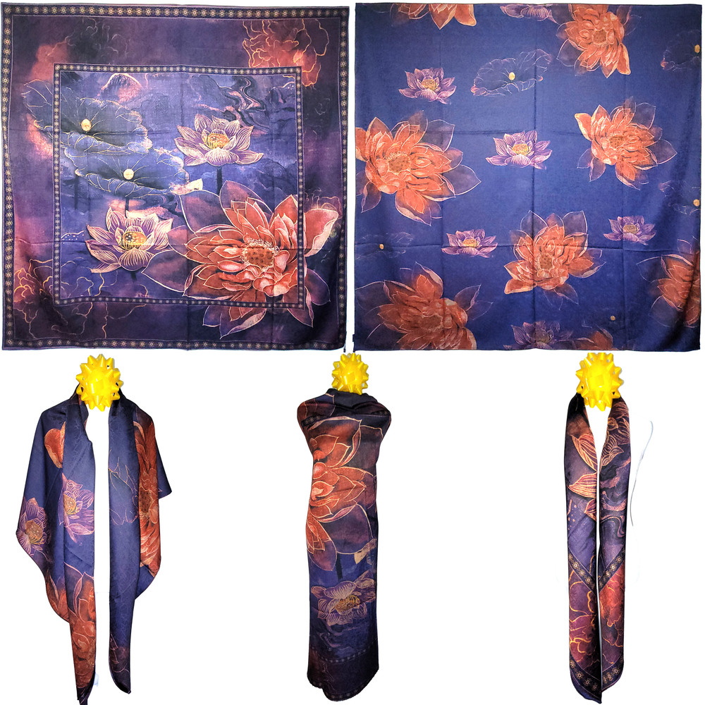 NWT Double Sided Silk Scarf 53"x53" Large Square Shawl Wrap XiangYunSha 36781